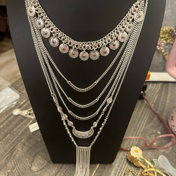 ⚜️ Lucky Brand Layered Silver Necklace & Blue Enamel Wave Bracelet ⚜️ - Picture 7 of 13